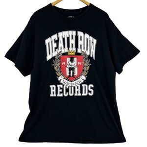 VTG Death Row Records 1991 Short Sleeve Crew Neck Graphic Logo Tee Shirt XL